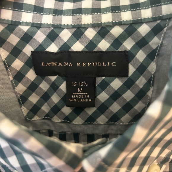 Banana Republic Teal Gingham Button Down - Picture 3 of 4